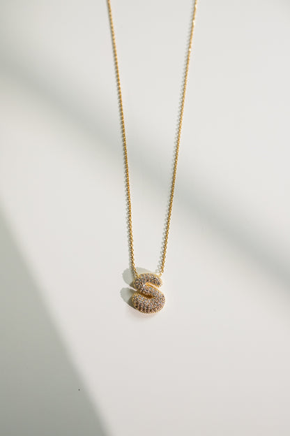 Crystal Bubble Initial Necklace
