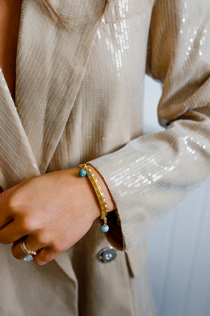 Turquoise and Gold Bangle Bracelet