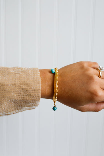 Turquoise and Gold Bangle Bracelet