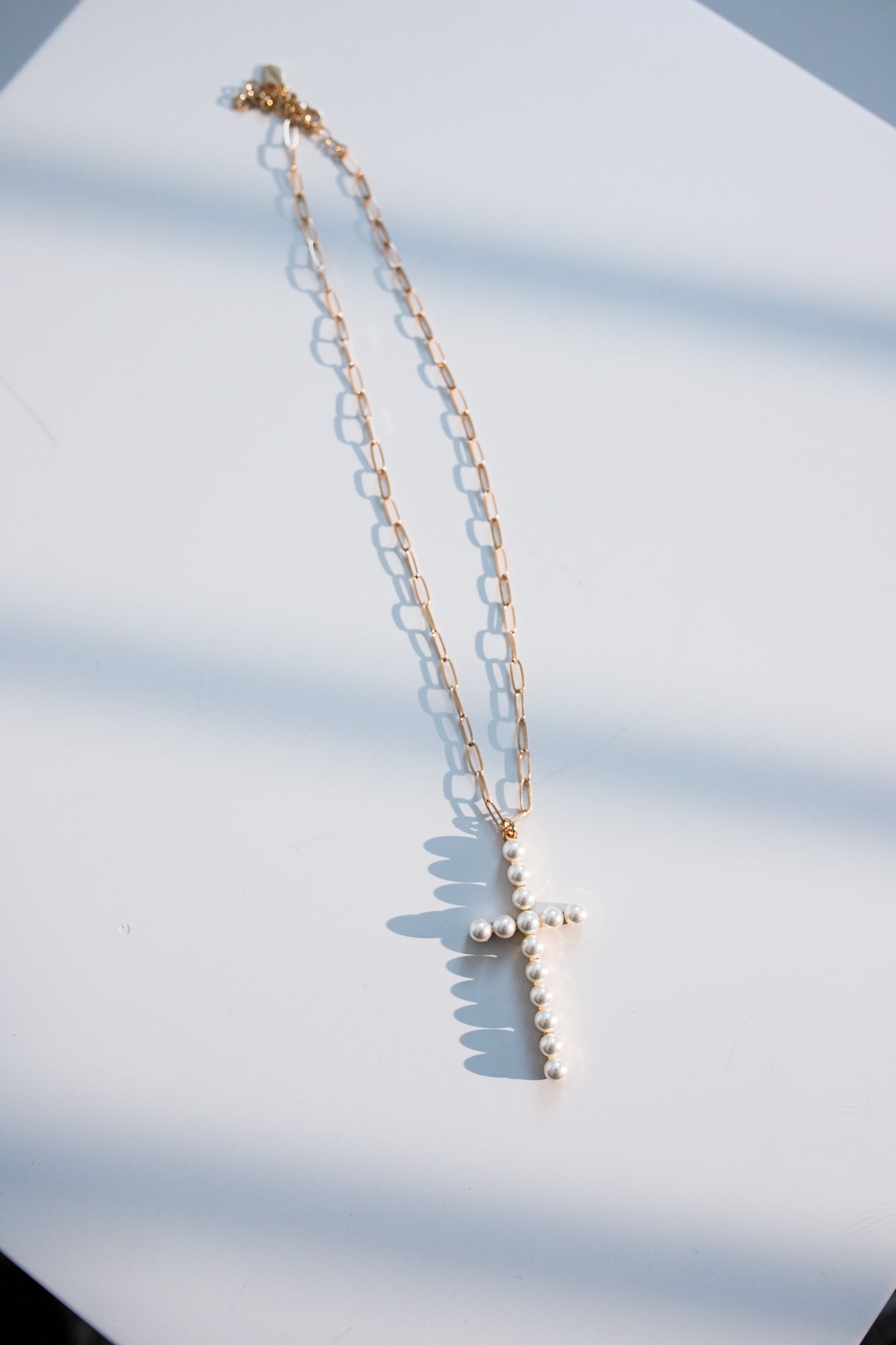 Elizabeth Pearl Cross Necklace