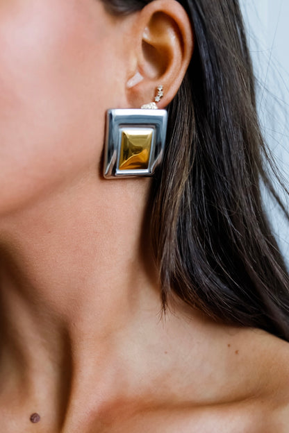 Framed Two Tone Earrings