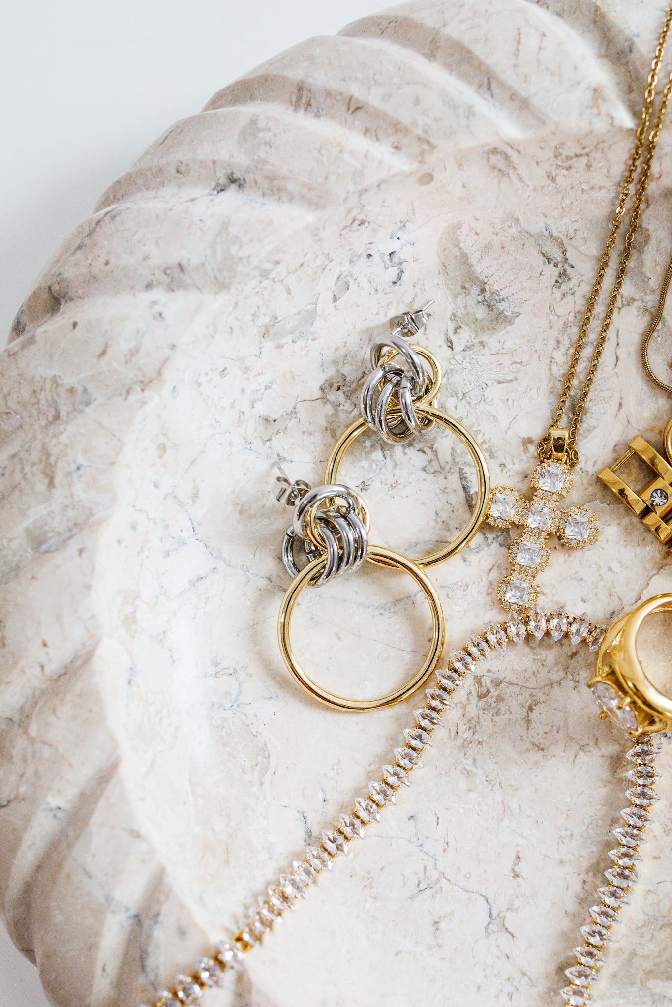 Mixed Metal Hoop Earrings
