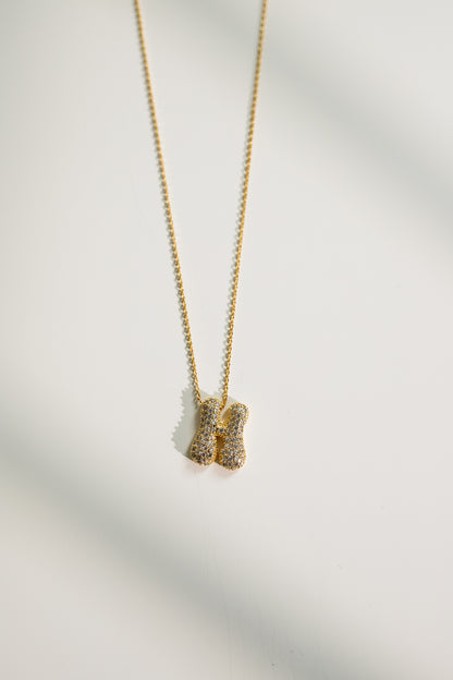 Crystal Bubble Initial Necklace