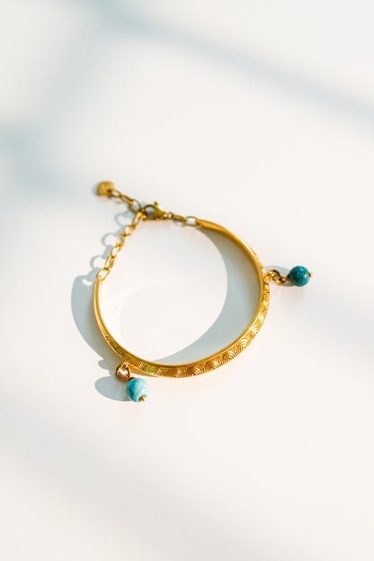 Turquoise and Gold Bangle Bracelet