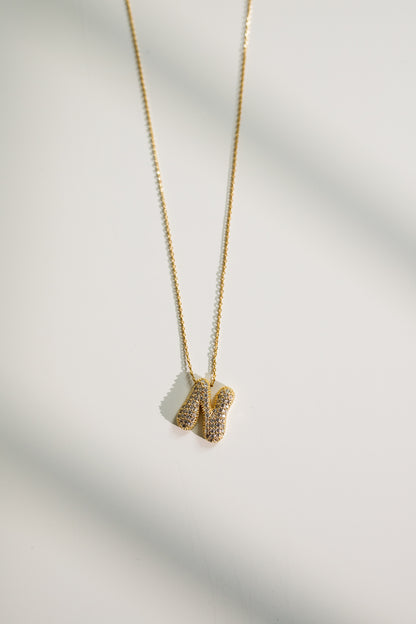 Crystal Bubble Initial Necklace