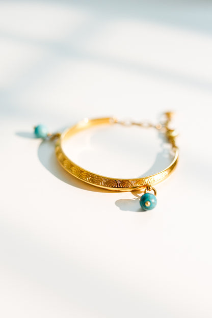 Turquoise and Gold Bangle Bracelet