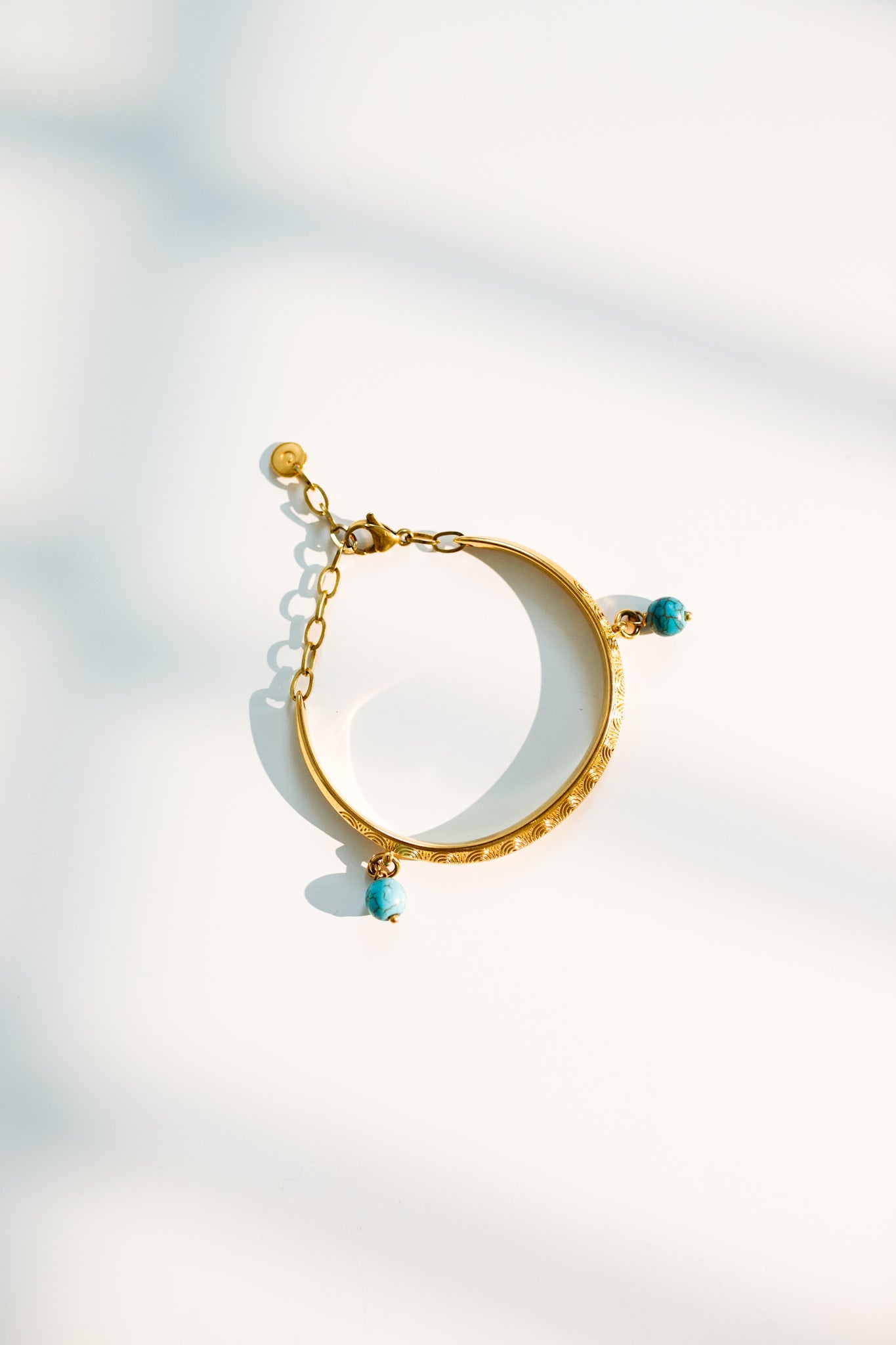 Turquoise and Gold Bangle Bracelet